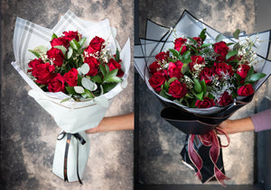 Hand tied roses Deluxe wrapping by House of Fiori in Vancouver and Red Deer