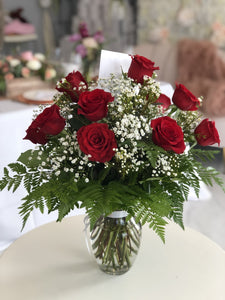 Red Rose Vase Arrangement Vancouver & Red Deer Florist | House of Fiori Valentines Day Flowers