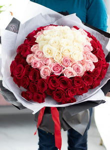 100 ROSE HAND-TIED BOUQUET - Available in Red Deer and Vancouver Studio