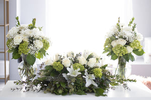 Casket Spray and Vase Arrangement Custom White Florals
