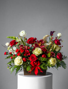 Christmas Wooden Planter Floral Centrepiece