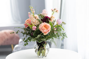Soft and Subtle flower vase arrangement flower delivery in Vancouver and Red Deer