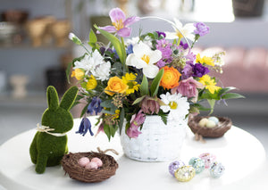 Spring Easter Floral Basket Arrangement | Vancouver & Red Deer Florist | House of Fiori