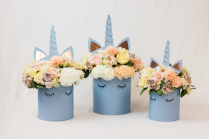 Baby Blue Unicorn Floral Box Arrangement | Vancouver Florist | Red Deer Studio  | House of Fiori